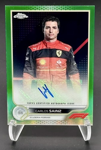 🇨🇦2022 Topps Formula 1 F1 Chrome Carlos Sainz Auto Green Refractor 84/99 - Photo 2 sur 3