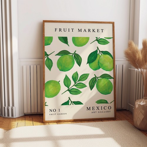 Stampa arte mercato frutta, lime limone arancione arte da parete cucina arredamento casa astratto - Foto 21 di 21