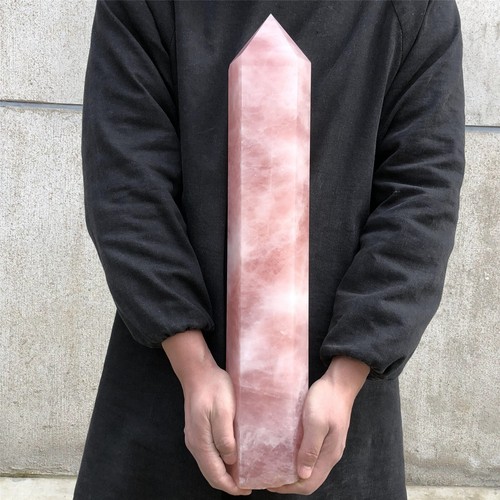 19.5LB NNatural Rose Quartz Crystal Obelisk Wand Point Cystal Reiki Tower Heal - Picture 5 of 19