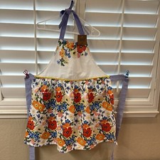 Apron Spring Flowers Bright Colors 31 Inches LONG Ric Rac Trim NWT