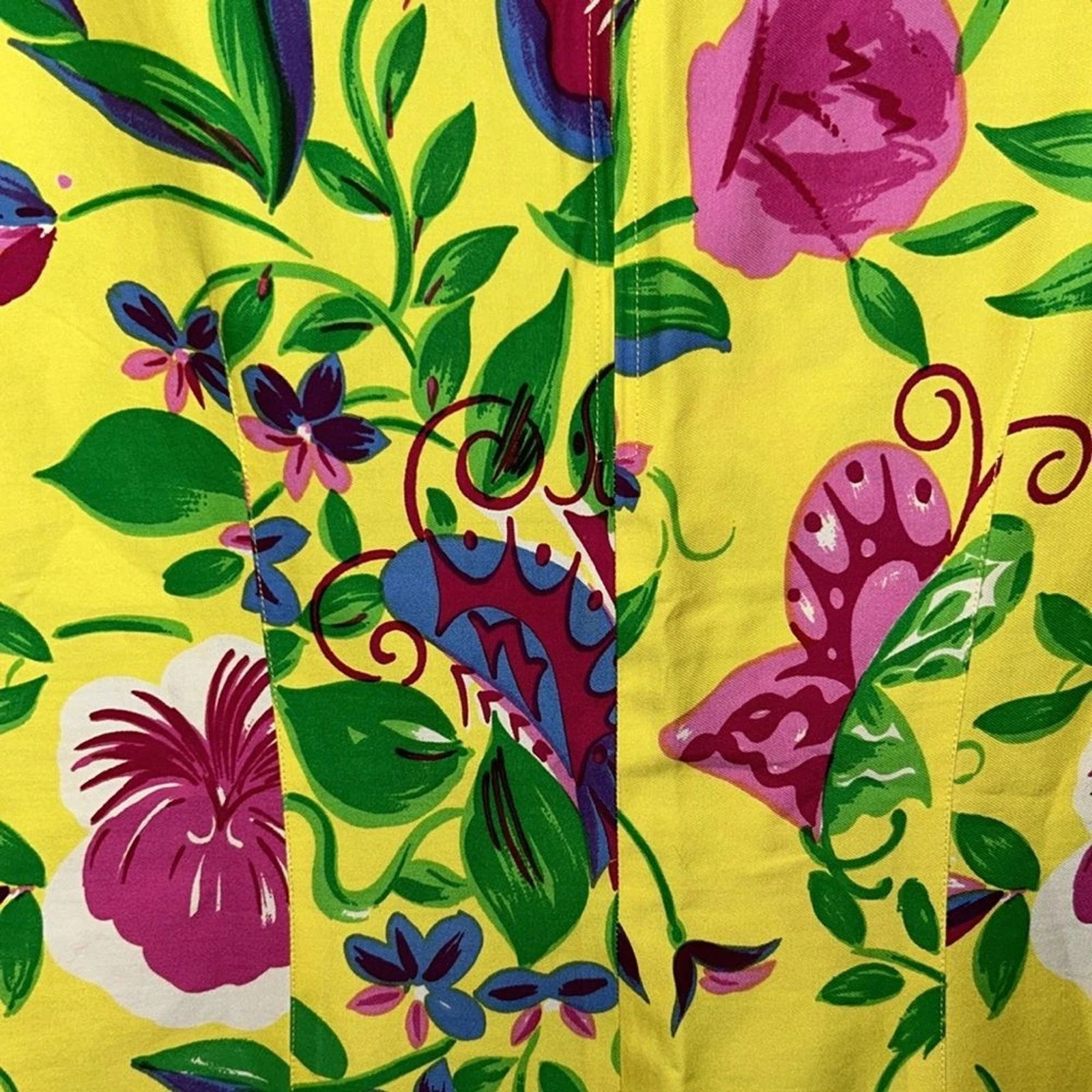 AUTENTICO Mini Abito Vintage Gianni Versace Giallo Floreale Taglia Small