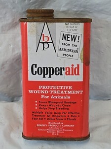 Vintage Copper Aid Protective Wound Treatment for Animals 8 oz Tin Nr Full Decor