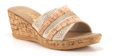 Onex Blanche Linen w/ Stones Cork Wedge Sandal Women's sizes 5-11/NEW  