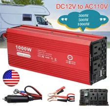 1000 Watt Car Power Inverter 12V To 110V 120V Laptop Phone Charger Adapter DC/AC