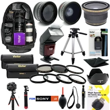SONY ALPHA A6000 PREMIUM HD 40.5MM ACCESSORIES KIT LENSES TRIPOD BACKPACK FLASH