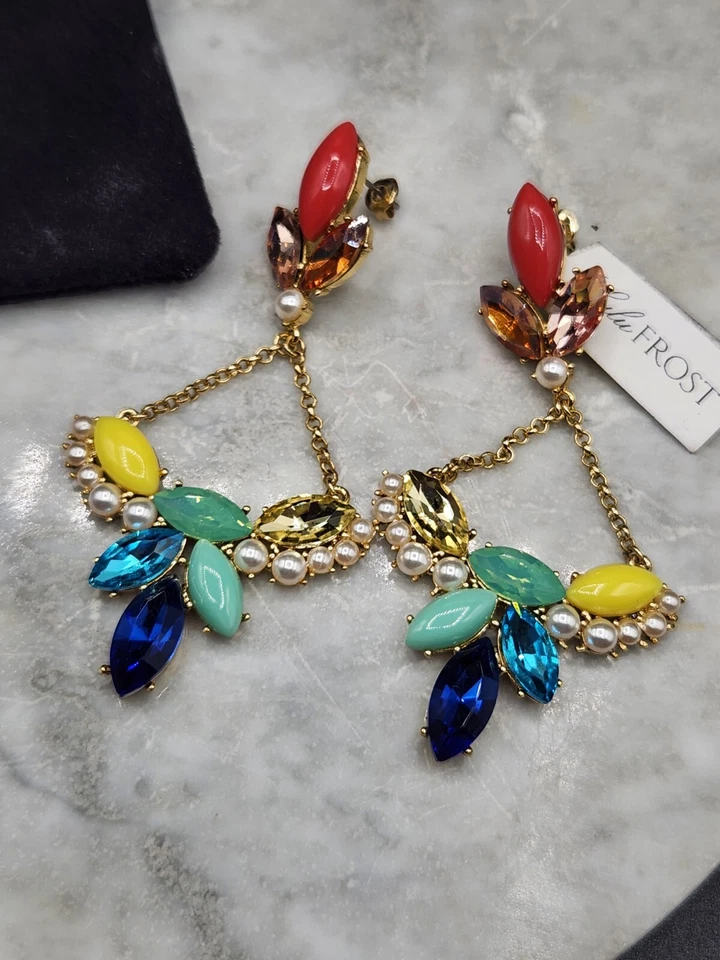 Pendientes araña Lulu Frost imitación perlas y cristal marcados LF Foto 3 de 4