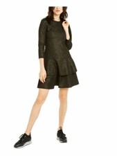 Michael Kors Dress Tiered Metallic Lace Mini Women Black PXS Petite NEW NWT 499