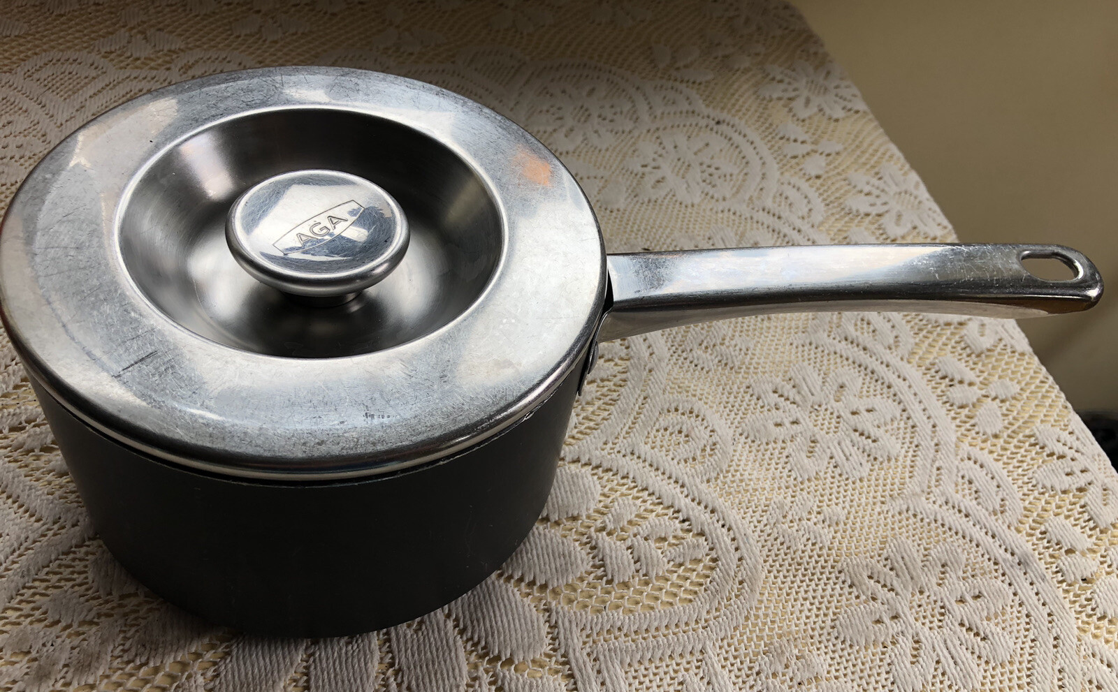 AGA Saucepan anodised steel 1.5L Black Silver colour stainless steel