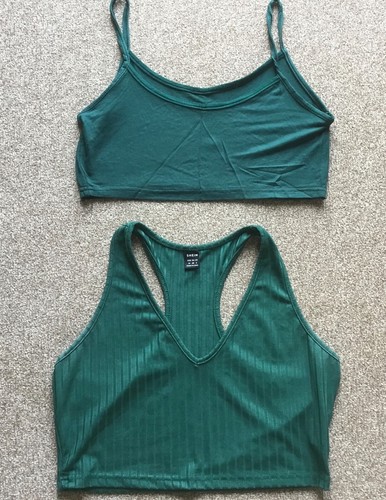 Bundle of 2 green cropped tops size M & M/L worn as size 12 vgc