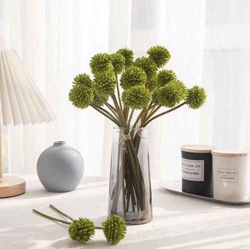 6 impresionantes tallos de flores de bola de ondulación dorada artificial - Imagen 5 de 8