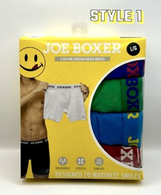 New Joe Boxer Men's 4 Pack Cotton Stretch Boxer Briefs Sizes S, M