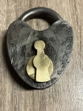 Antique Padlock With Brass Keyhole And Cover No Key