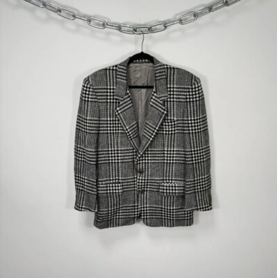 Vintage Trussardi Men s Tartan Check Italian Luxury Wool Blazer Jacket 48
