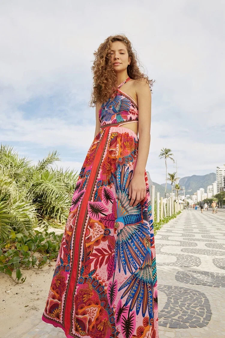 New Anthropologie Farm Rio Macaw Scarf Cutout Maxi Sundress dress Size XL NWT