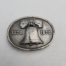 Liberty Bell Anniversary 1776-1976 Vintage Grey Belt Buckle Bergamot Brass 