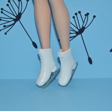 Barbie Closed Toe White Ice Skates Winter Shoes w/ Gray Plastic Blades