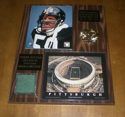 STEELERS JACK LAMBERT THREE RIVERS STADIUM TURF PLAQUE 16x20 - YOUR CHOICE