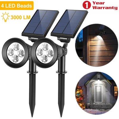SOLAREK 2-Pack Solar Spotlight 4 LED Outdoor Garden Dusk To Dawn Light Waterproof Lamp