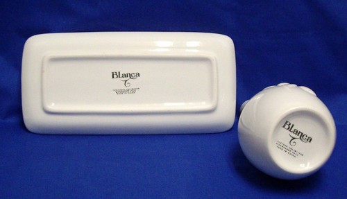 Tabletops Unlimited Blanca Dipping Oil Set 6 Piece White Embossed Olives - Picture 4 of 6