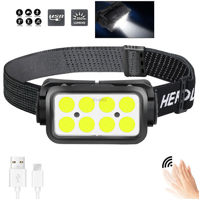 Motion Sensor Bright LED Head Lamp Flashlight for Outdoor Camping Hiking Running
