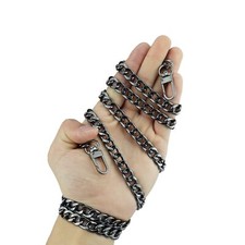 43.3 Inch Black Purse Chain Strap Flat Iron Buckles Crossbody 1 PCS Durable