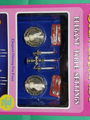 Rare Vintage Barbie Ko Terri's Treasure SilverCast Elegant Dinner for four - Picture 4 of 21