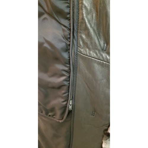 ✅NWT Tibor Black Leather Chinchilla Rex Rabbit Trim Convertible Insulated Coat! - Picture 18 of 22