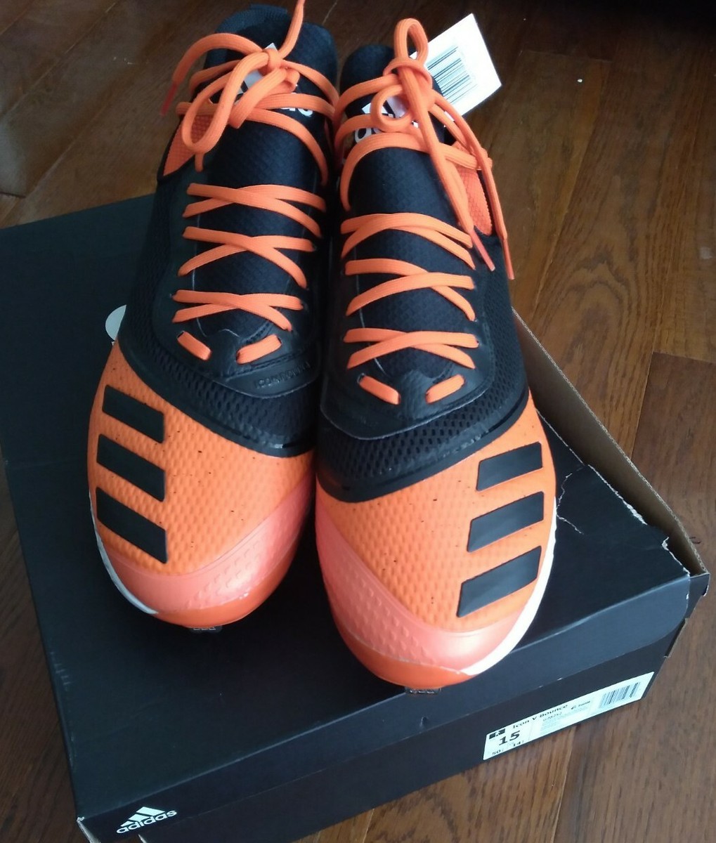 NWT Adidas Icon V Bounce Orange Black Baseball Shoes Cleats Mens size 14 15 New Adidas Icon V Bounce Orange Black Baseball Cleats Spikes  main image 4
