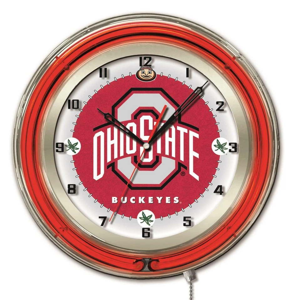 Ohio State University Clock w/ Double Neon Ring - Image 2 of 4