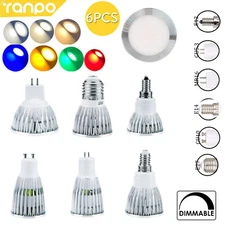 6Pcs Led Cob Spotlight 6W 9W 12W Led Dimmable Light Bulbs Green Purple 120° Beam