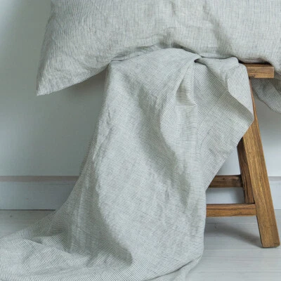 M HOME BED LINEN M Home French Linen Fitted Sheet Fine Stripe