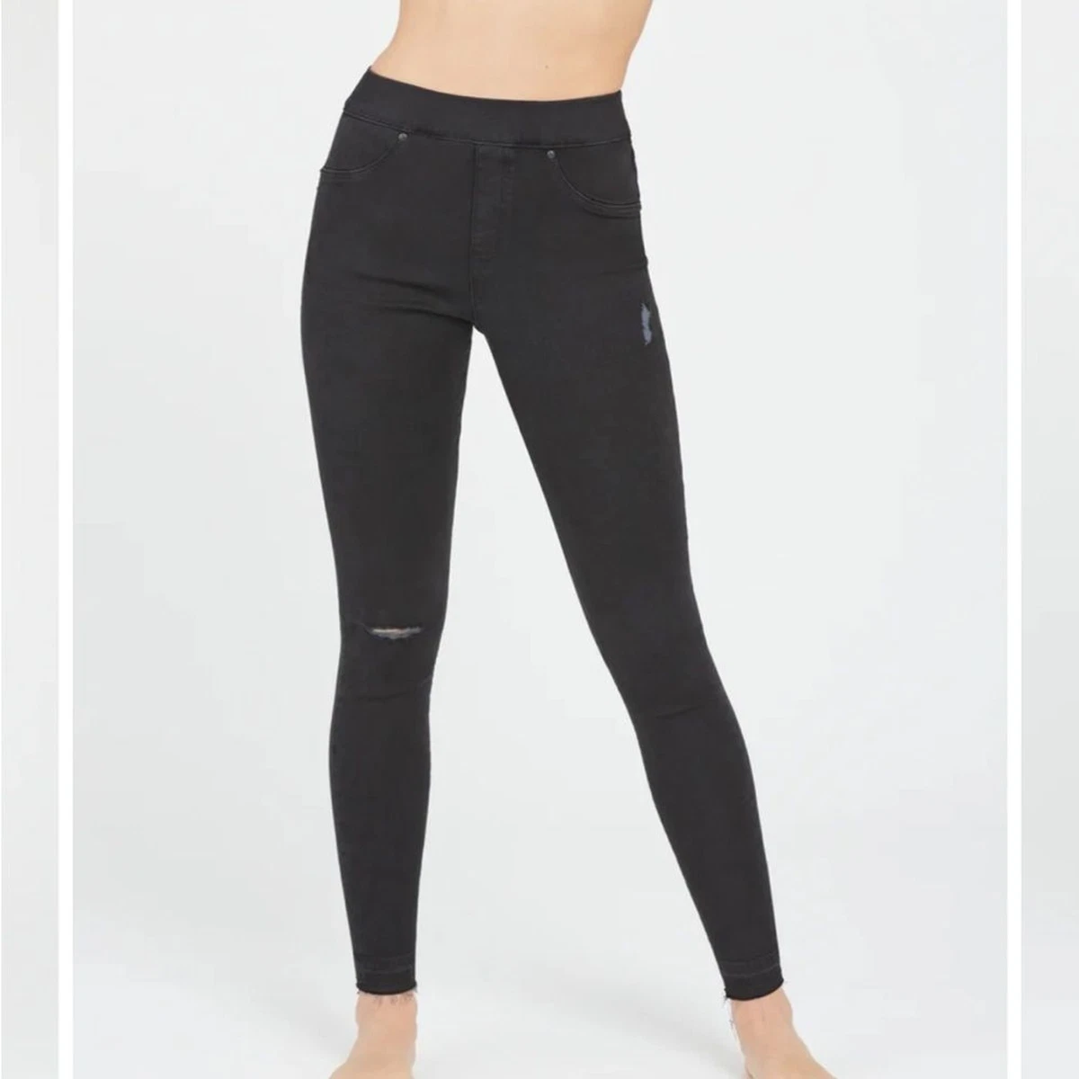 SPANX Vintage Distressed Ankle Skinny Jeans Black Women s Medium