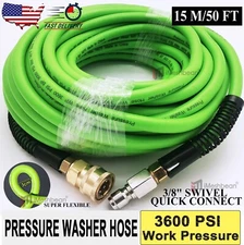 50FT 3600PSI Replacement High Pressure Power Washer Hose-3/8" Swivel QC Flexible