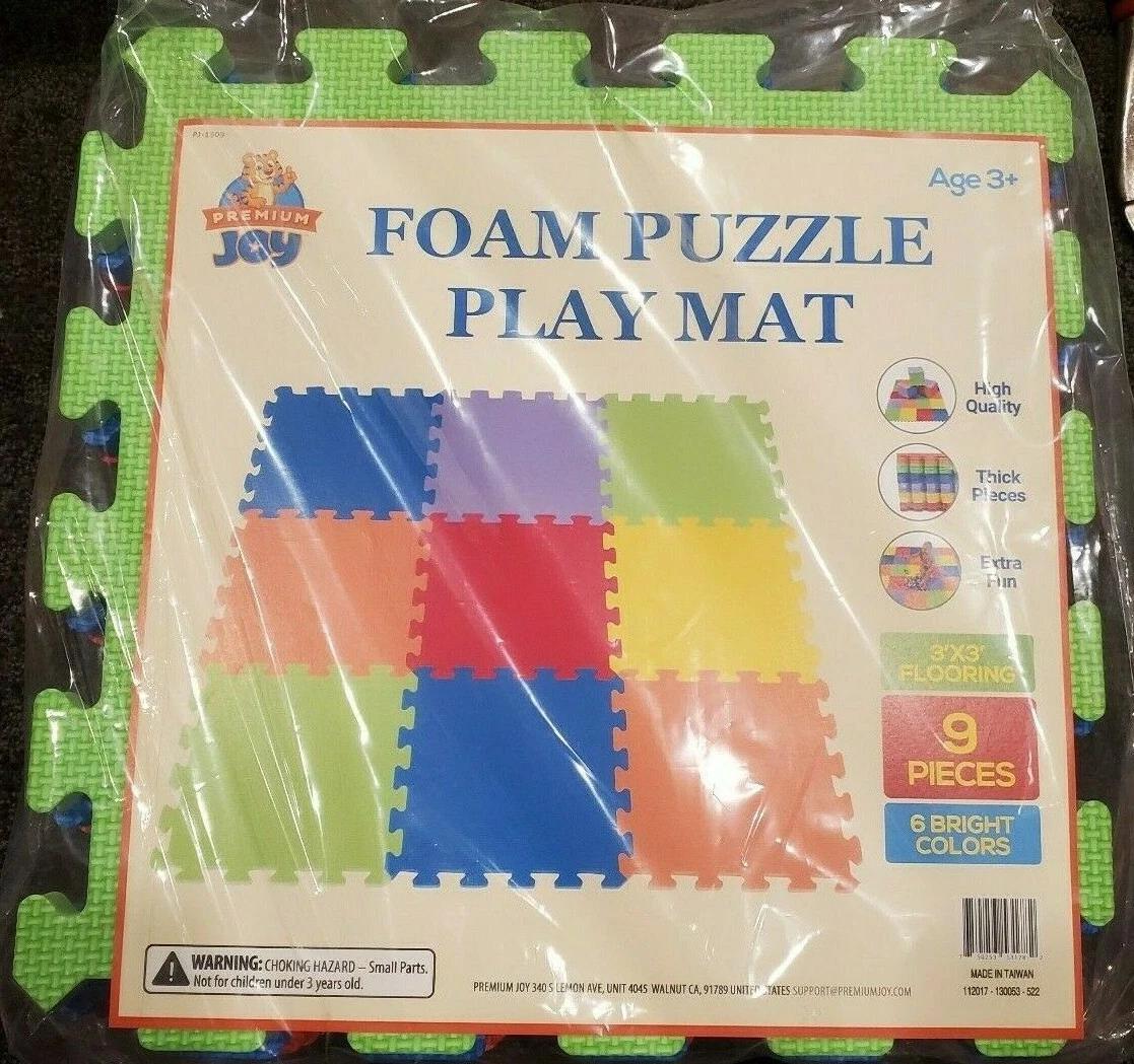 Foam Puzzle Play Mat for Kids 3x3 Feet Floor Playmat 9 Soft Tiles 6 Bright Color