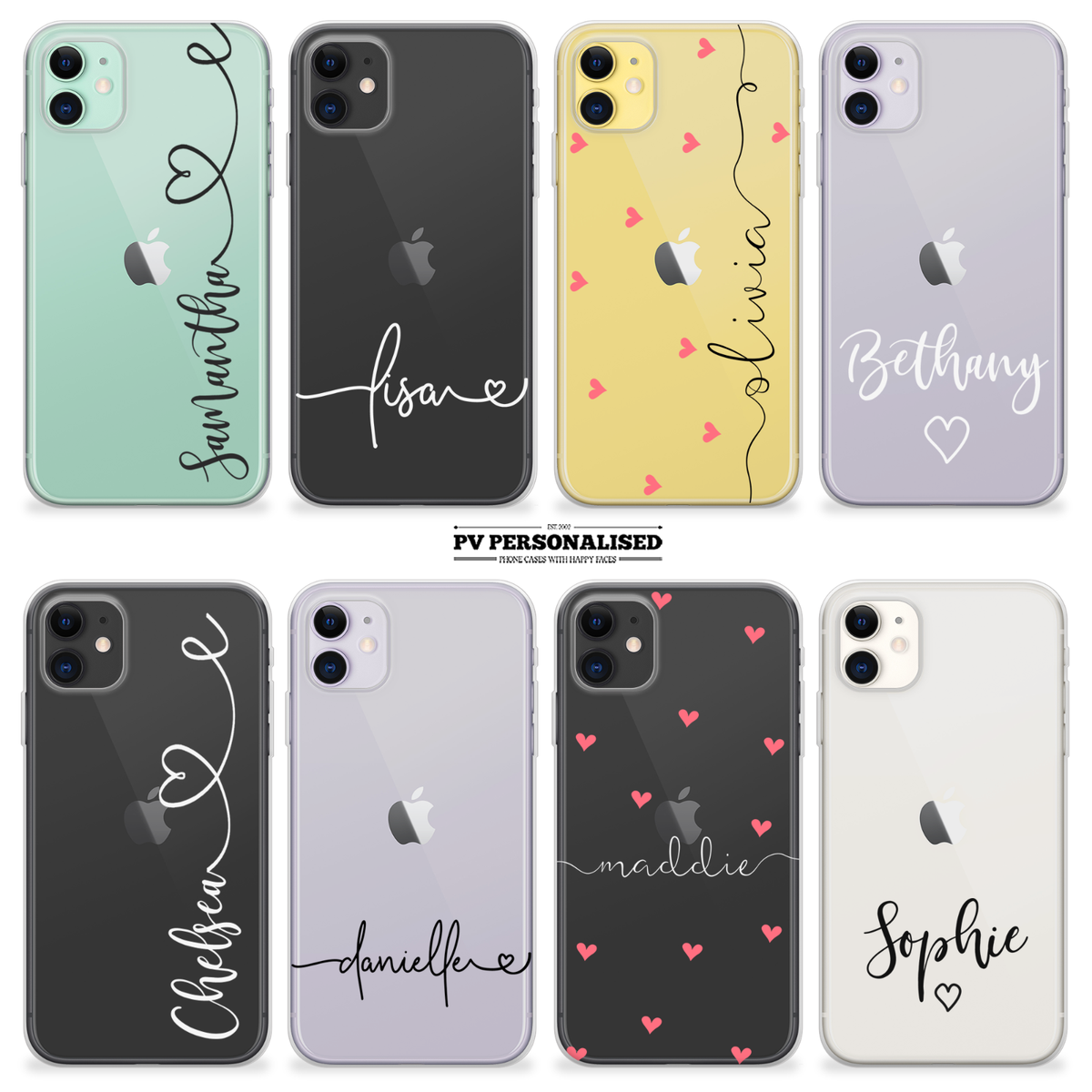 Personalised Clear Case For iPhone 13 11 Xr 12 14 15 Name Silicone