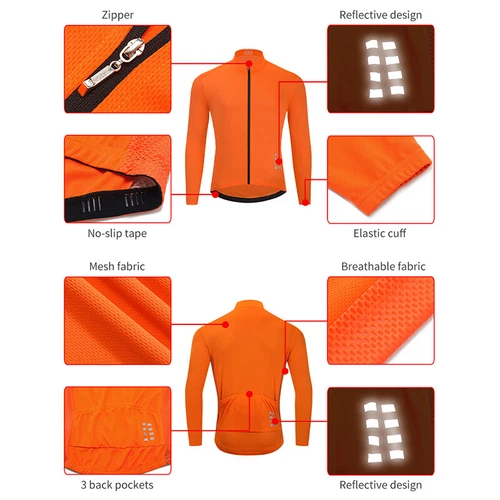 WOSAWE Mens Cycling Jersey Long Sleeve Road Bike Shirt Running Sport Tops Spring - Picture 8 of 25