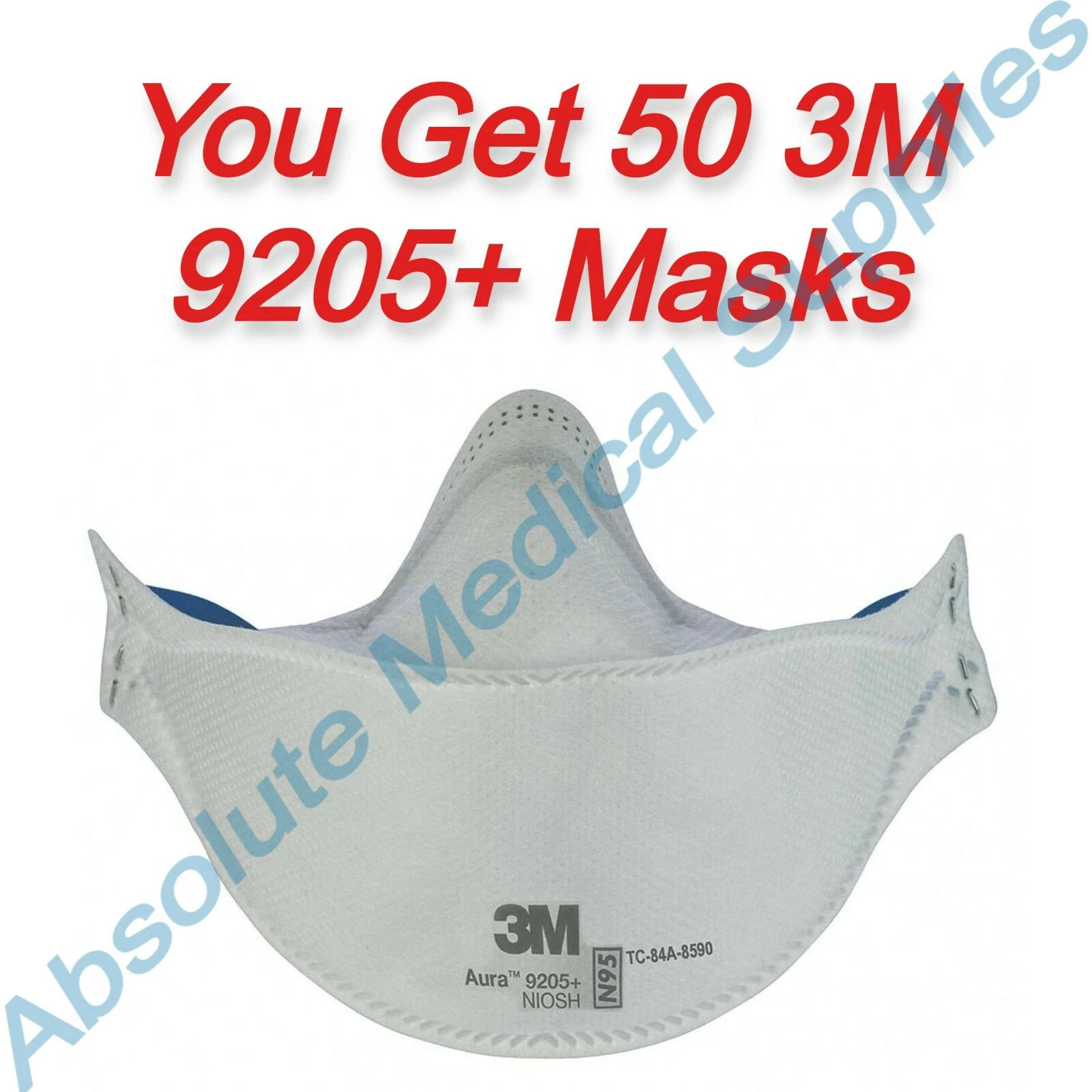 *50-Pack* 3M Aura N95 Protective Disposable Respirator Face Mask 9205+