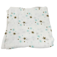 ADEN AND ANAIS SWADDLE MUSLIN COTTON BABY SECURITY BLANKET WHITE BROWN TEAL STAR