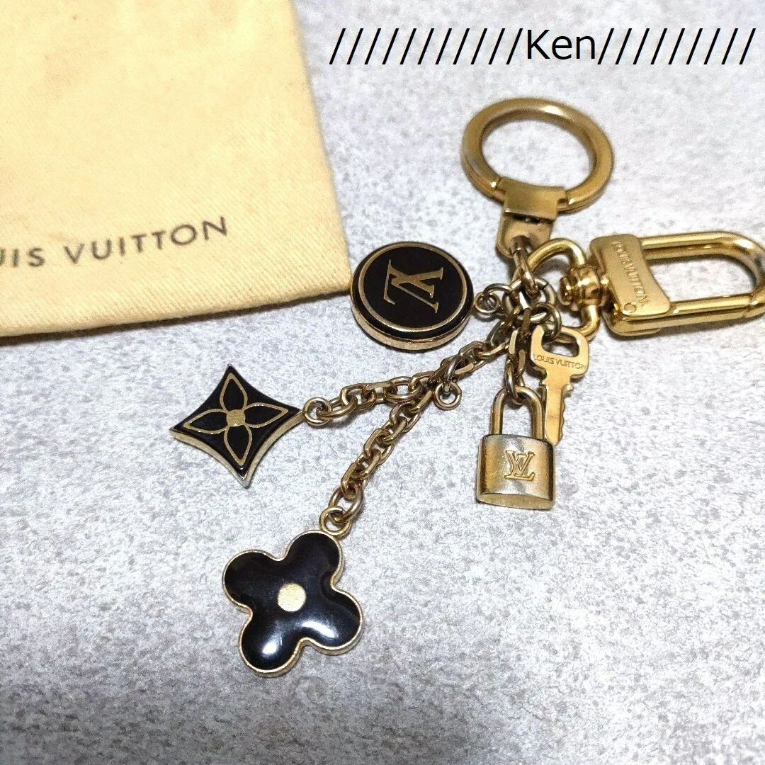 LOUIS VUITTON Key ring holder chain Bag charm AUTH Porto Cre Pampille Black  F/S