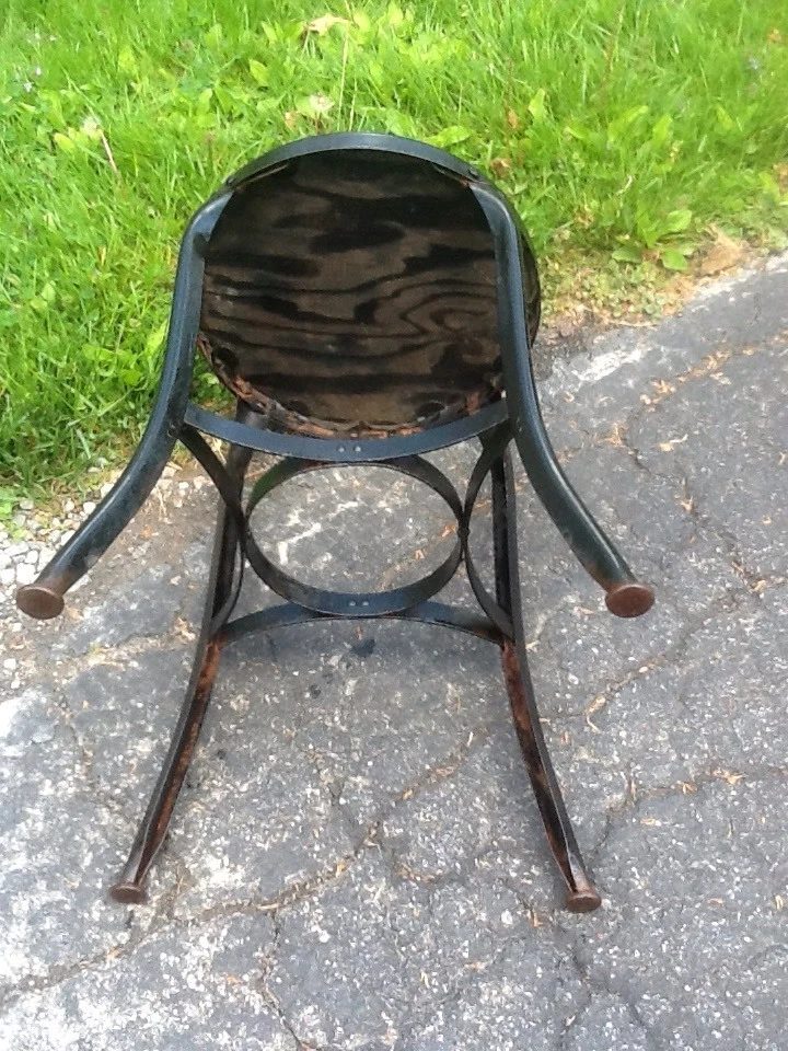 Taburete industrial vintage TOLEDO 24" - metal/tela - asiento redondo 14" - muy bueno Foto 4 de 4