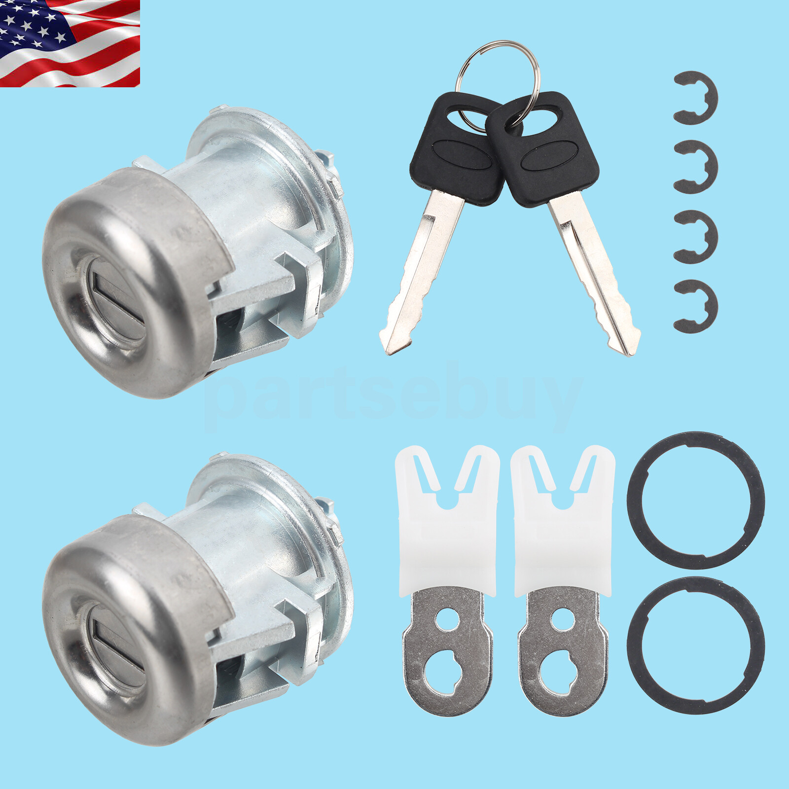 Set of 2 Door Lock Cylinder & Keys for Ford F150 Expedition Windstar ...