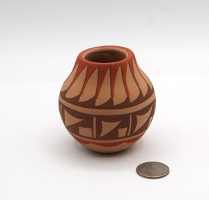 Mini Jemez Pot Polychrome Traditional Signed MTC 2.75" H