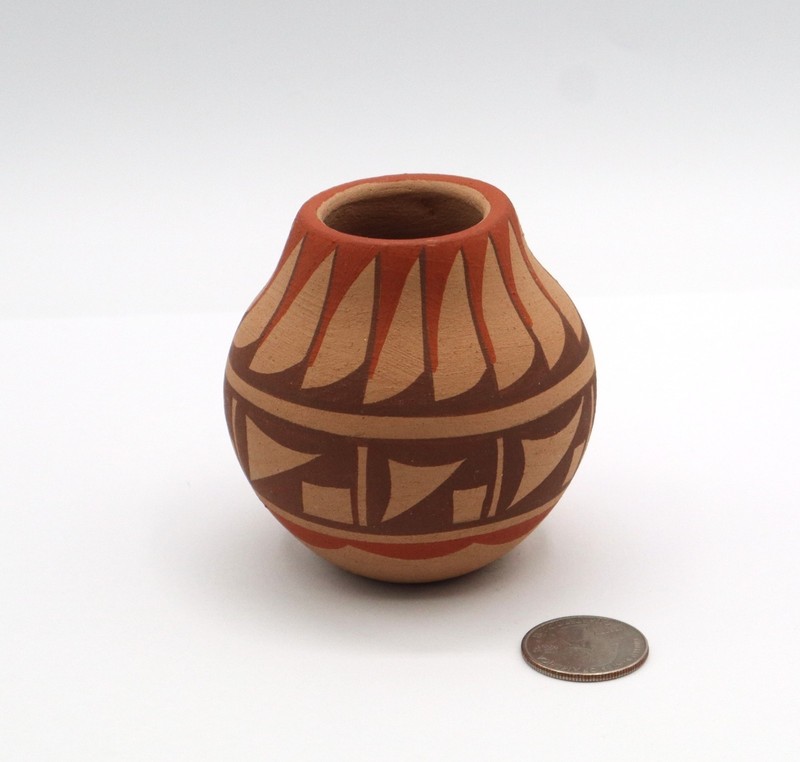 Mini Jemez Pot Polychrome Traditional Signed MTC 2.75" H