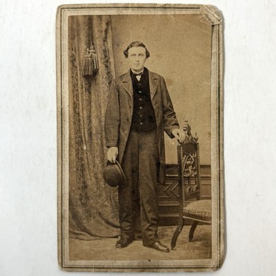 Antique CDV Photo Handsome NYC Man New York NY Studio Portrait ID d Standing