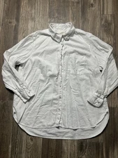 Universal Thread Shirt Womens 2XL Linen Blend Relaxed Fit Button Down Pocket