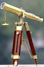 Telescope Brass With Wooden Tripod Stand Maritime Nautical Vintage Desk D cor,