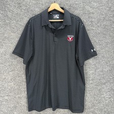 Under Armour Polo Shirt Men 2XL Black Striped Button Up Collared Heat Gear