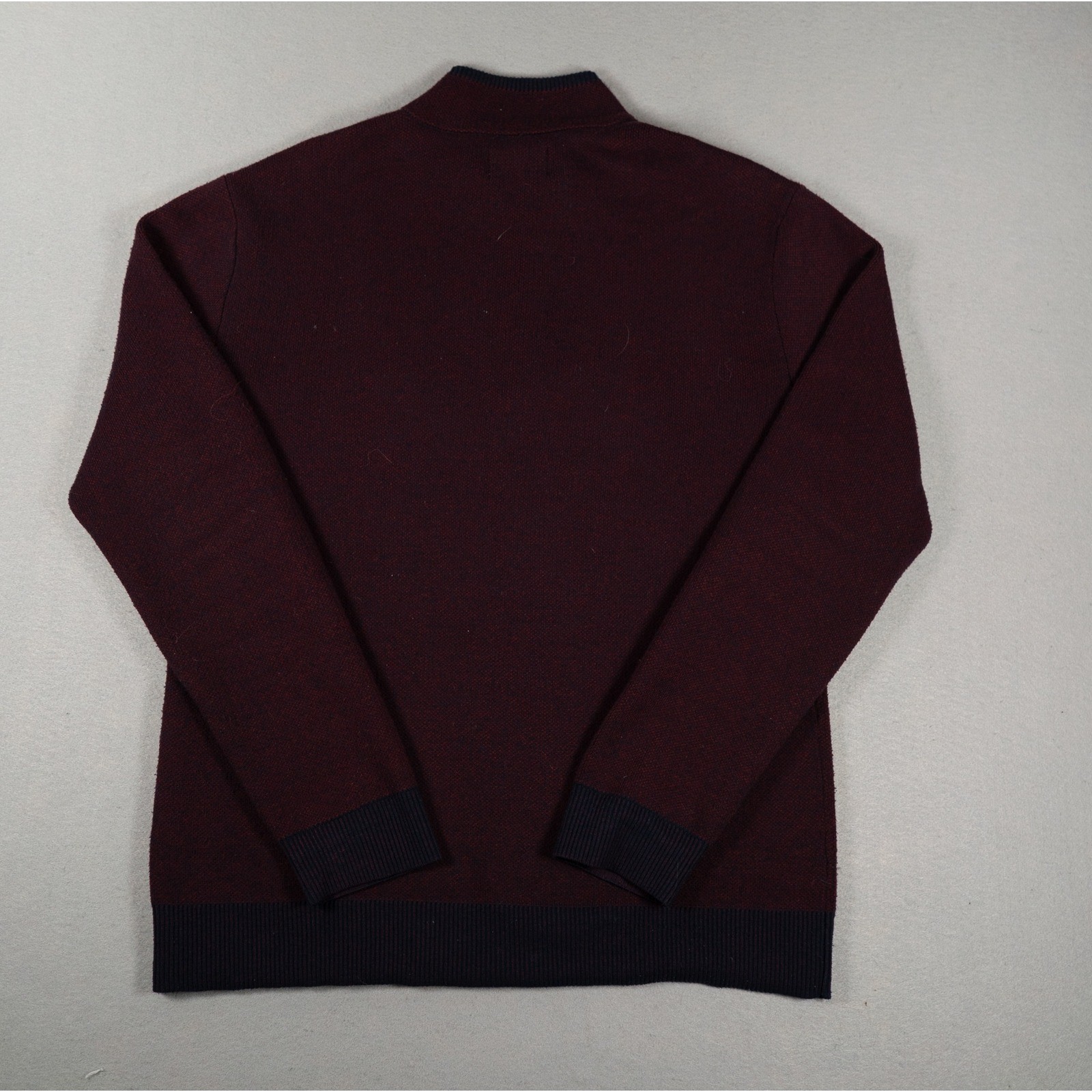 Marine Layer Mens Re-Spun Quarter Zip Sweater Textured Cotton Blend Maroon S image 5