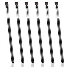 6 Pcs Flat Concealer Makeup Brush Precise 16.3 centimeters, Black, Silver