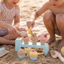 Kids Beach Toy Set Ice Cream Molds Bucket Shovel Summer Outdoor Sandbox Play Set